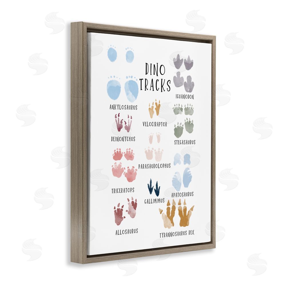 Katie Griggs Dino Tracks Diagram Brown Floating Frame Canvas Wall Art Print