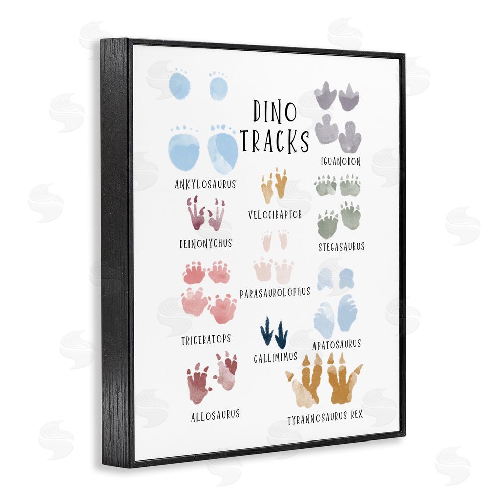 Katie Griggs Dino Tracks Diagram Black Framed Giclee Wall Art Print