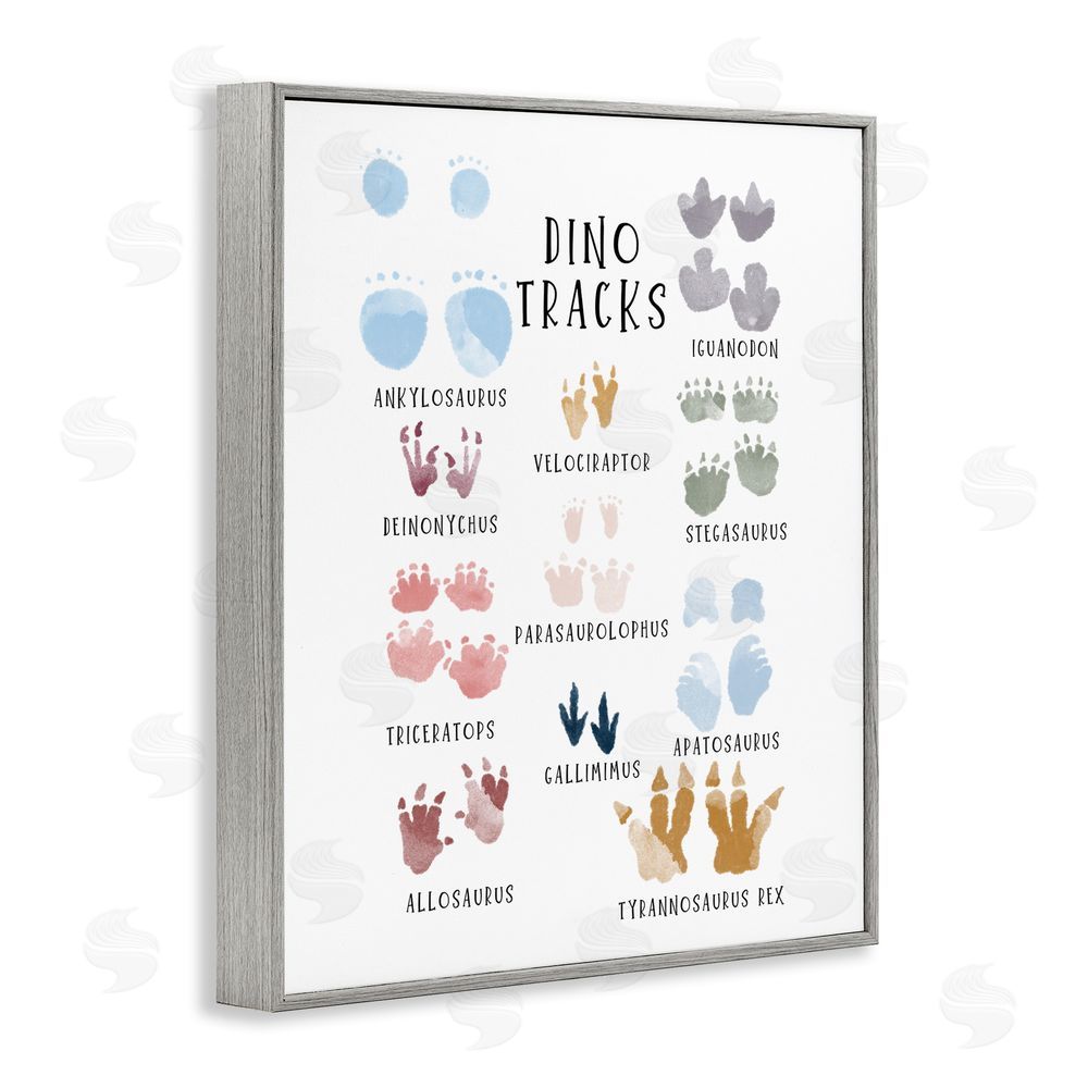 Katie Griggs Dino Tracks Diagram Gray Framed Giclee Wall Art Print