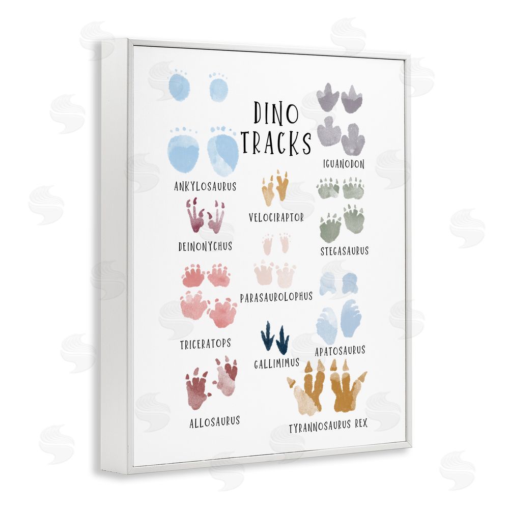 Katie Griggs Dino Tracks Diagram White Framed Giclee Wall Art Print