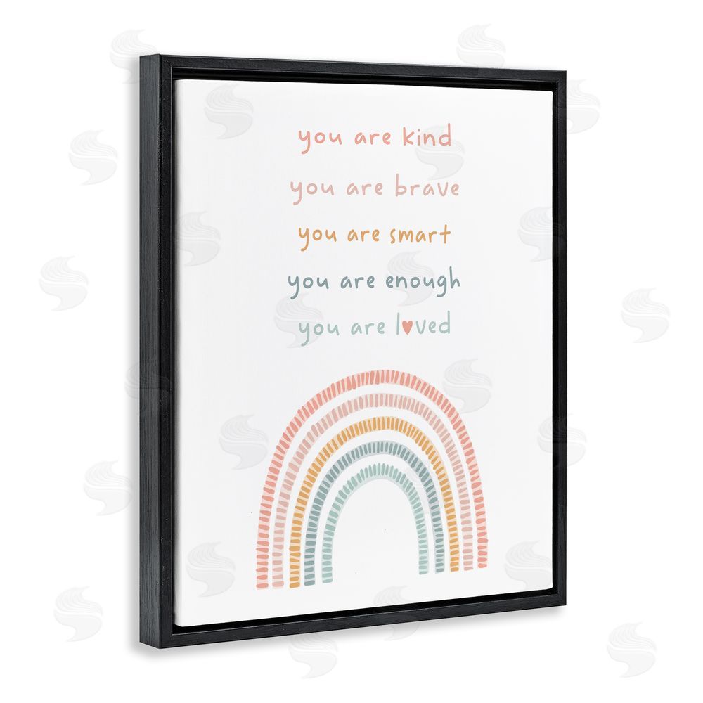 Stupell Studio Inspirational Pastel Rainbow Black Floating Frame Canvas Wall Art Print