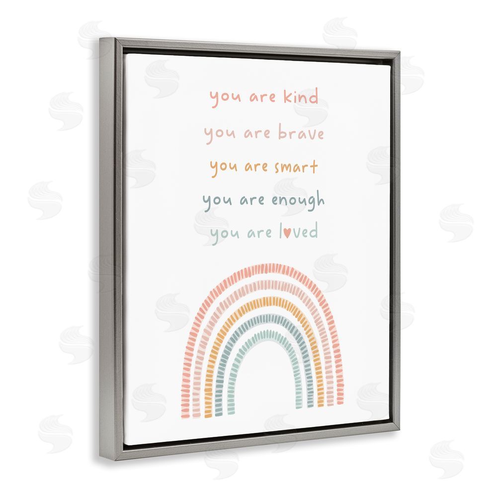Stupell Studio Inspirational Pastel Rainbow Grey Floating Frame Canvas Wall Art Print