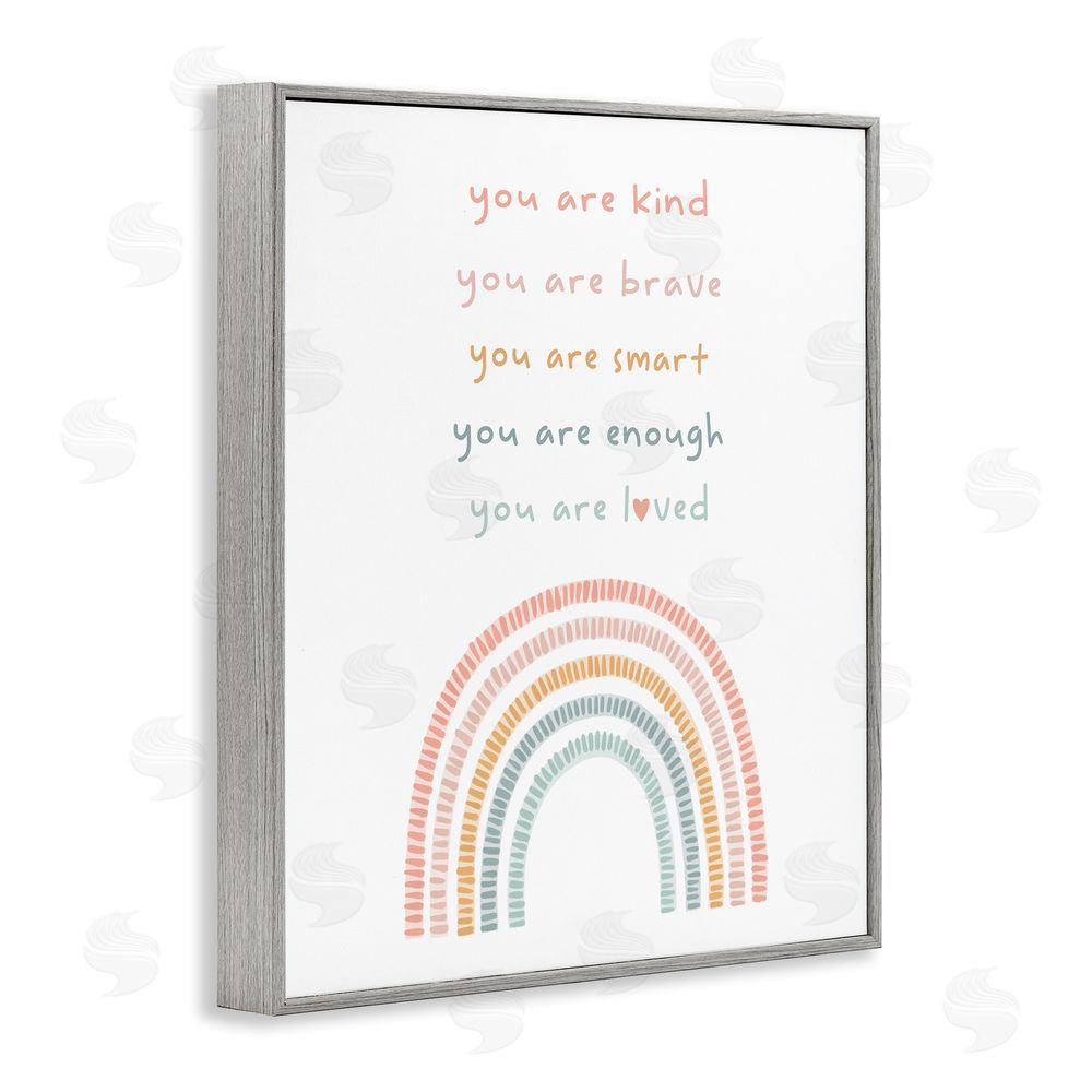 Stupell Studio Inspirational Pastel Rainbow Gray Framed Giclee Wall Art Print