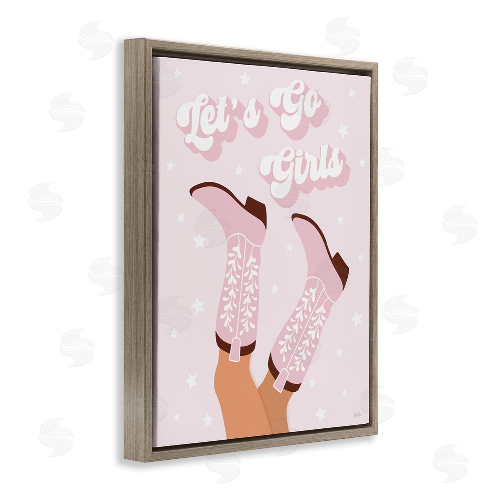 Natalie Carpentieri Let's Go Girls Cowgirl Brown Floating Frame Canvas Wall Art Print