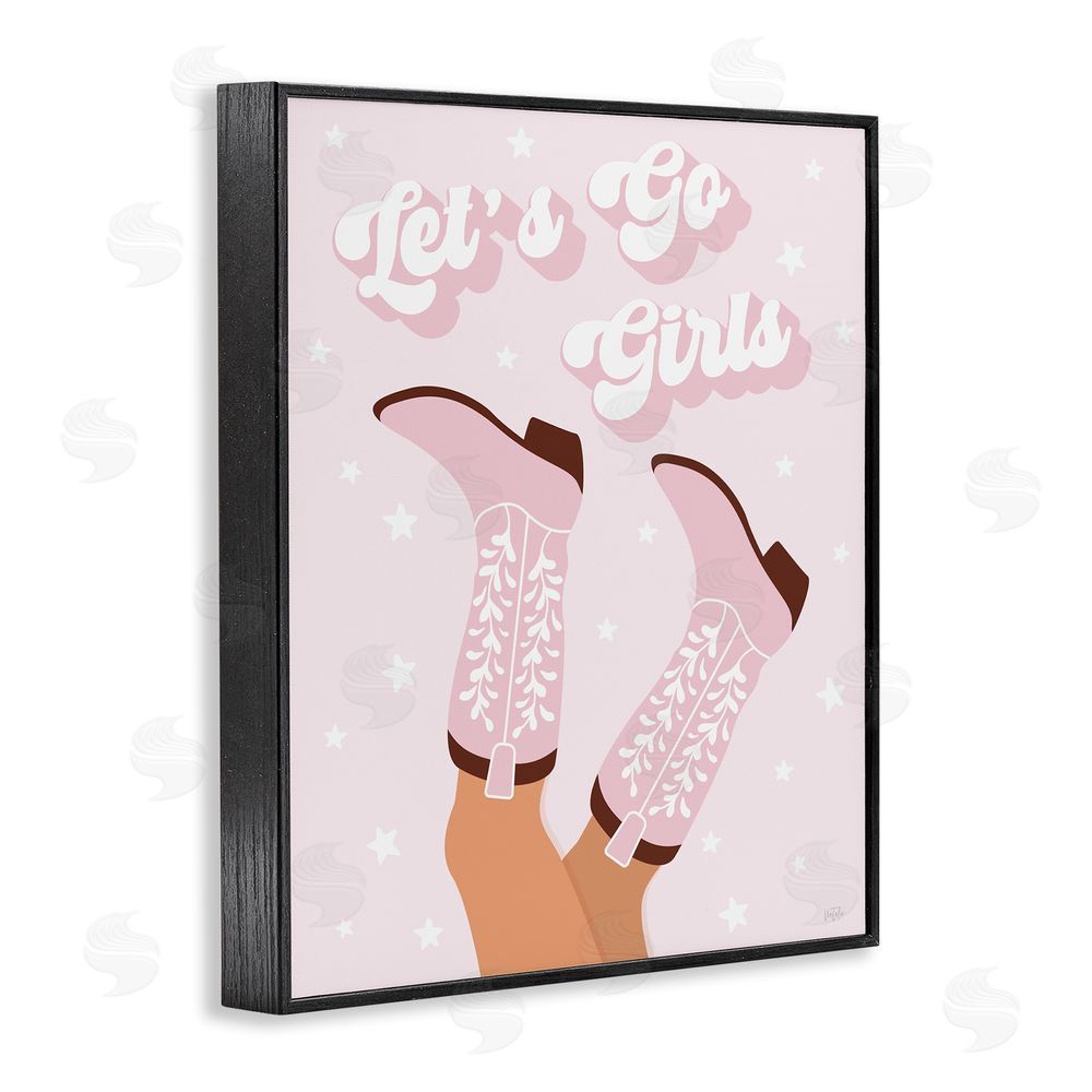 Natalie Carpentieri Let's Go Girls Cowgirl Black Framed Giclee Wall Art Print