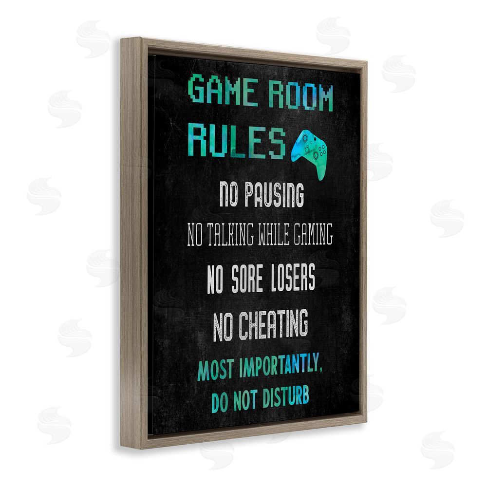CAD Designs Vintage Game Room Rules Brown Floating Frame Canvas Wall Art Print