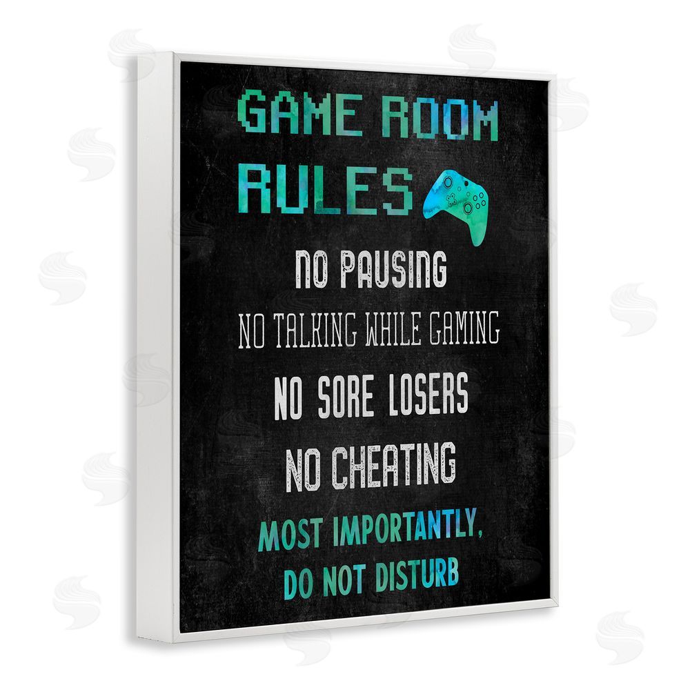 CAD Designs Vintage Game Room Rules White Framed Giclee Wall Art Print