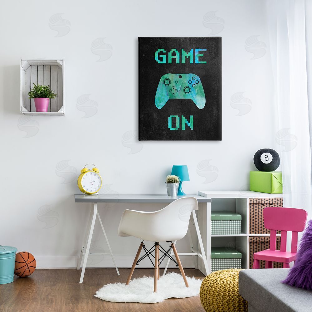 CAD Designs Pixel Game On Controller Canvas Wall Art Print in Room