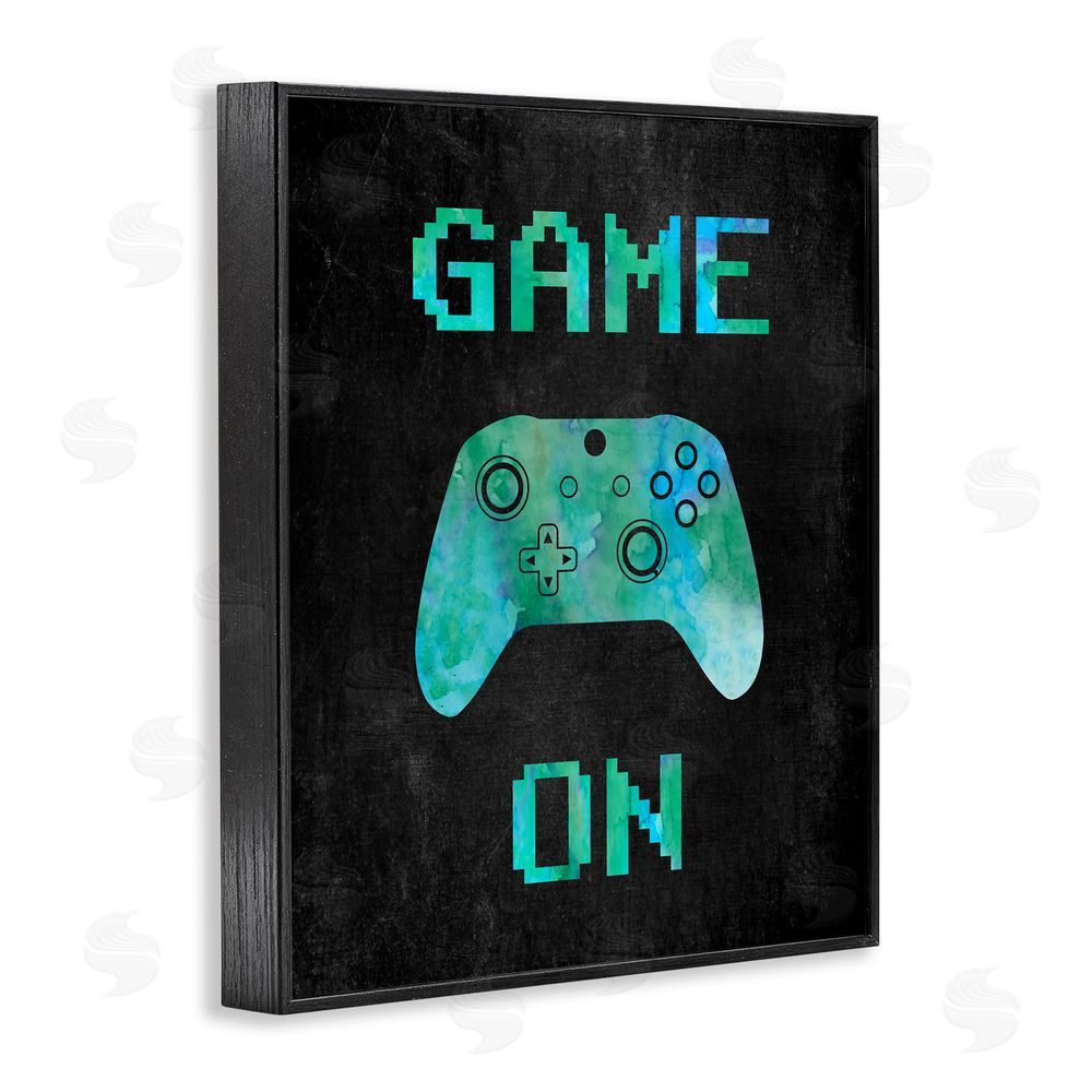 CAD Designs Pixel Game On Controller Black Framed Giclee Wall Art Print