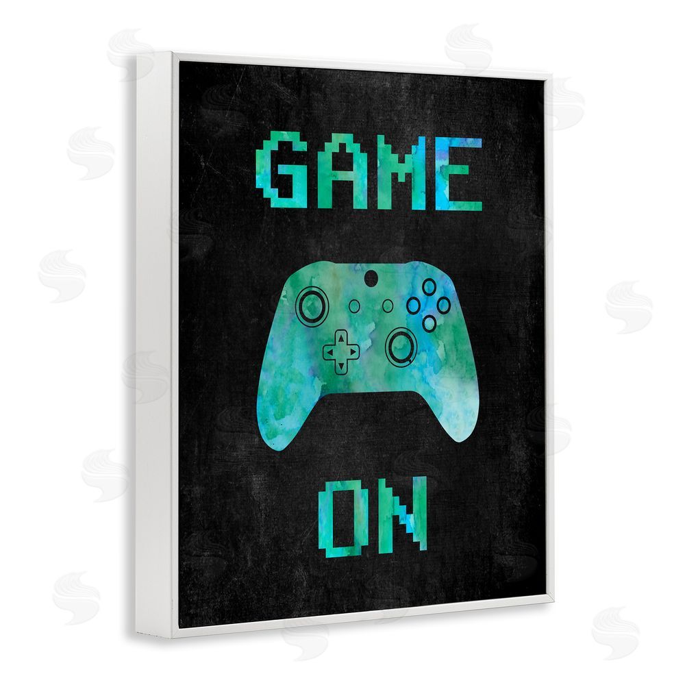 CAD Designs Pixel Game On Controller White Framed Giclee Wall Art Print