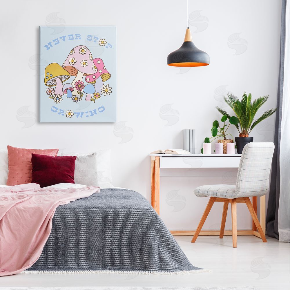 Stupell Studio Retro Never Stop Growing Canvas Wall Art Print in Room