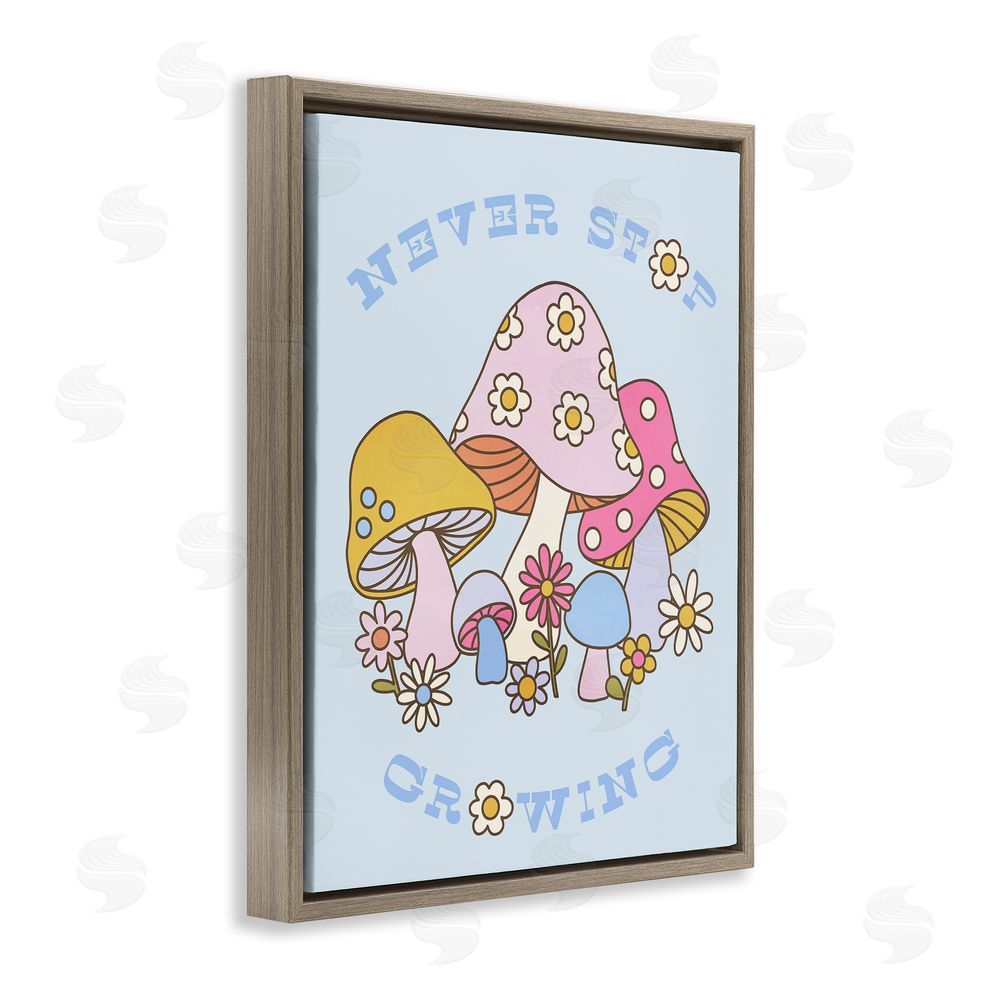 Stupell Studio Retro Never Stop Growing Brown Floating Frame Canvas Wall Art Print