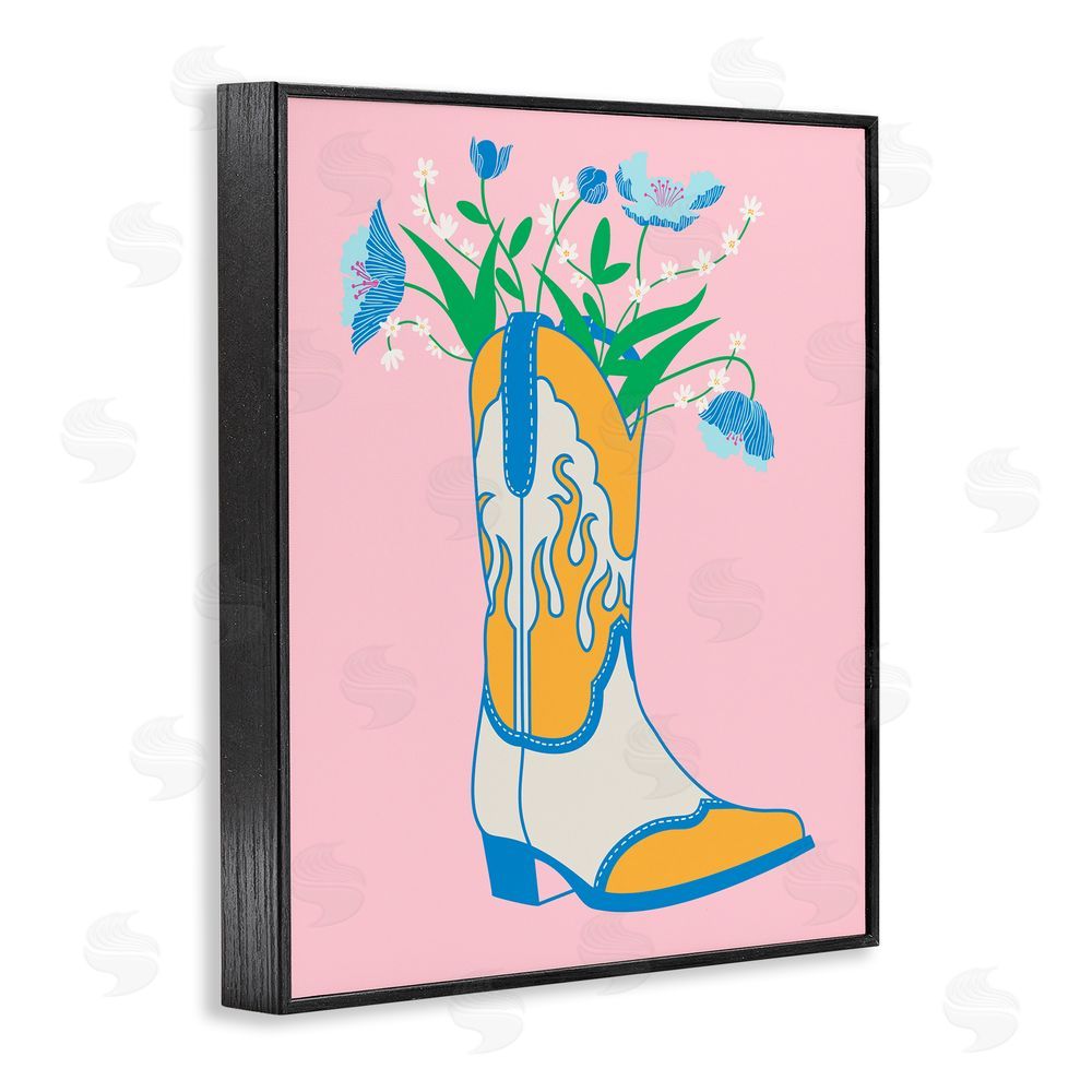 Grace Popp Pastel Cowgirl Boot Black Framed Giclee Wall Art Print