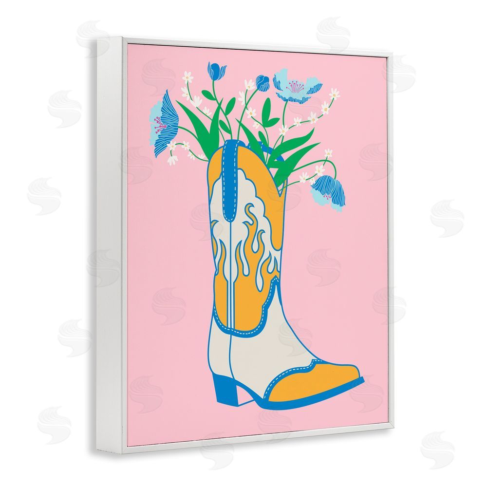 Grace Popp Pastel Cowgirl Boot White Framed Giclee Wall Art Print