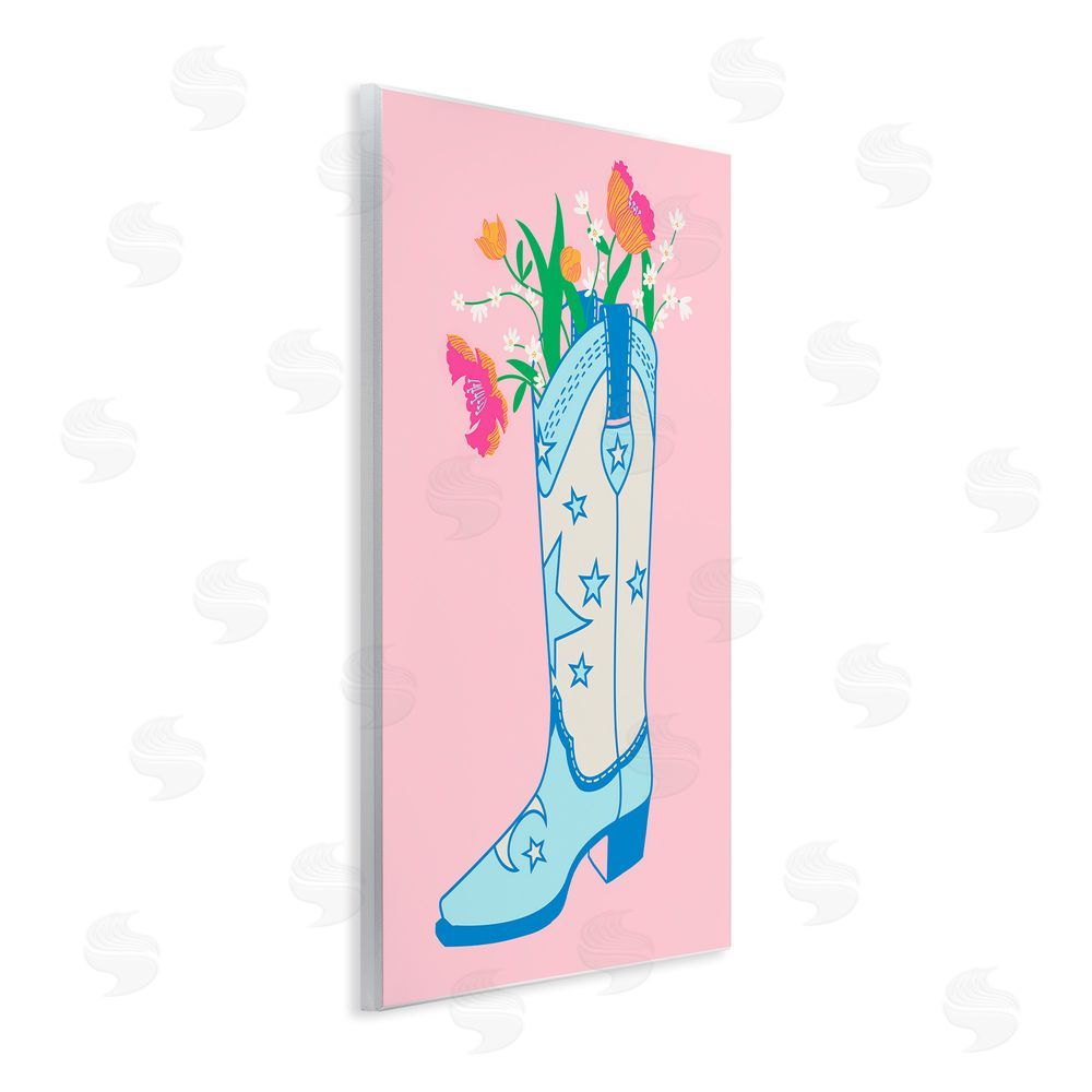Grace Popp Pink Floral Cowgirl Boot Wall Plaque Art Print