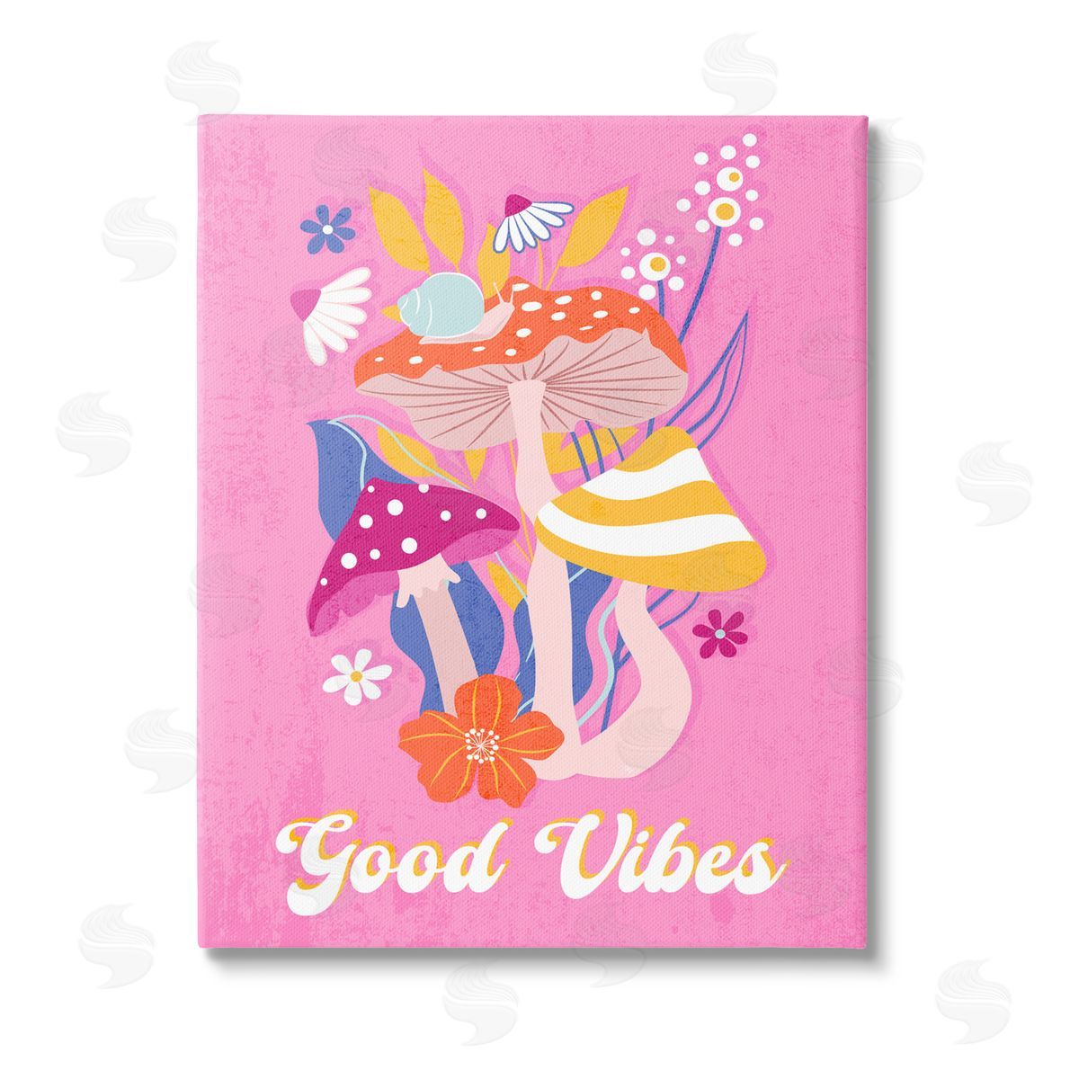 Martina Pavlova Good Vibes Retro Mushrooms Stretched Canvas Wall Art Print