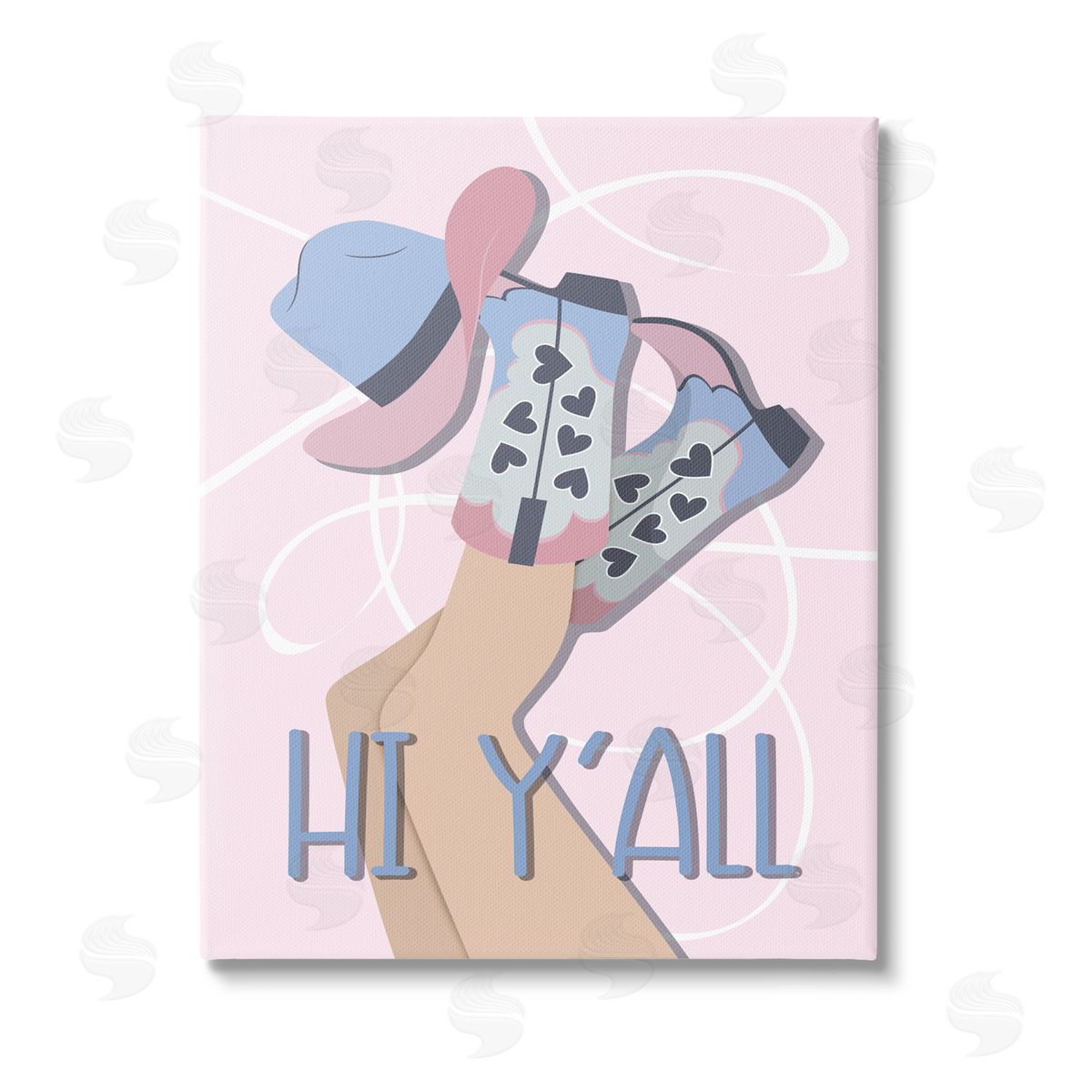 Martina Pavlova Hi Y'all Pastel Cowgirl Stretched Canvas Wall Art Print