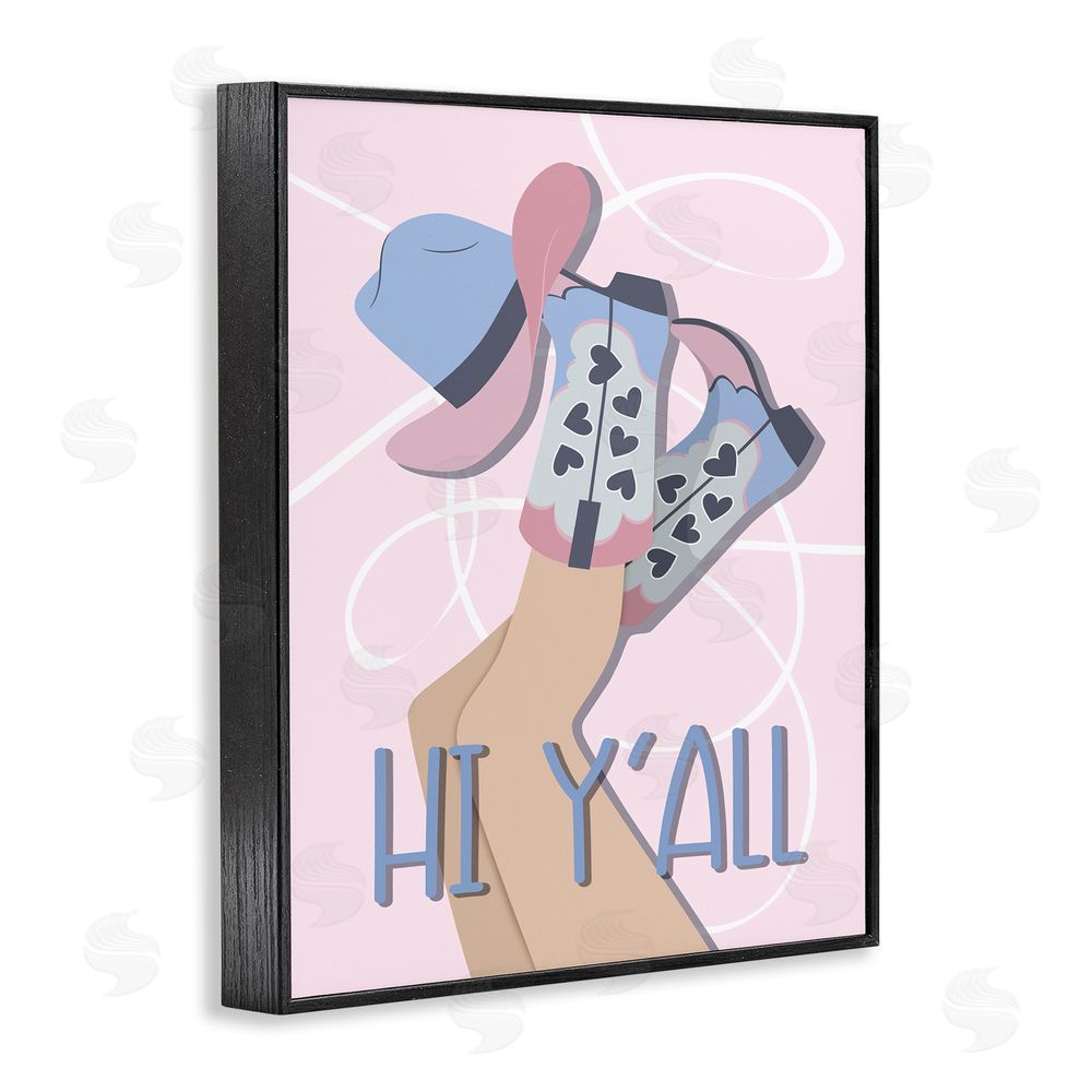 Martina Pavlova Hi Y'all Pastel Cowgirl Black Framed Giclee Wall Art Print