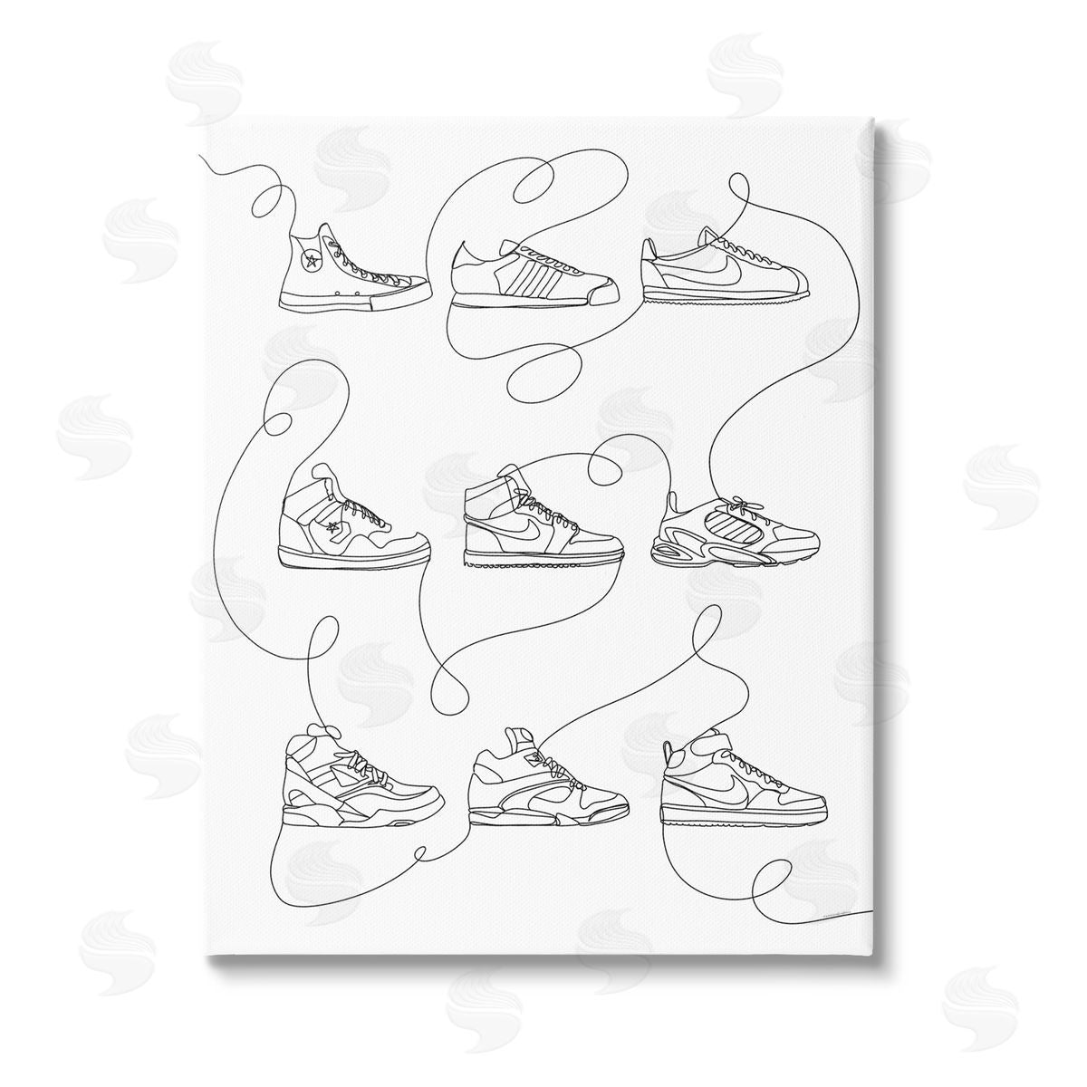 Kamdon Kreations Line Doodle Sneakers Stretched Canvas Wall Art Print