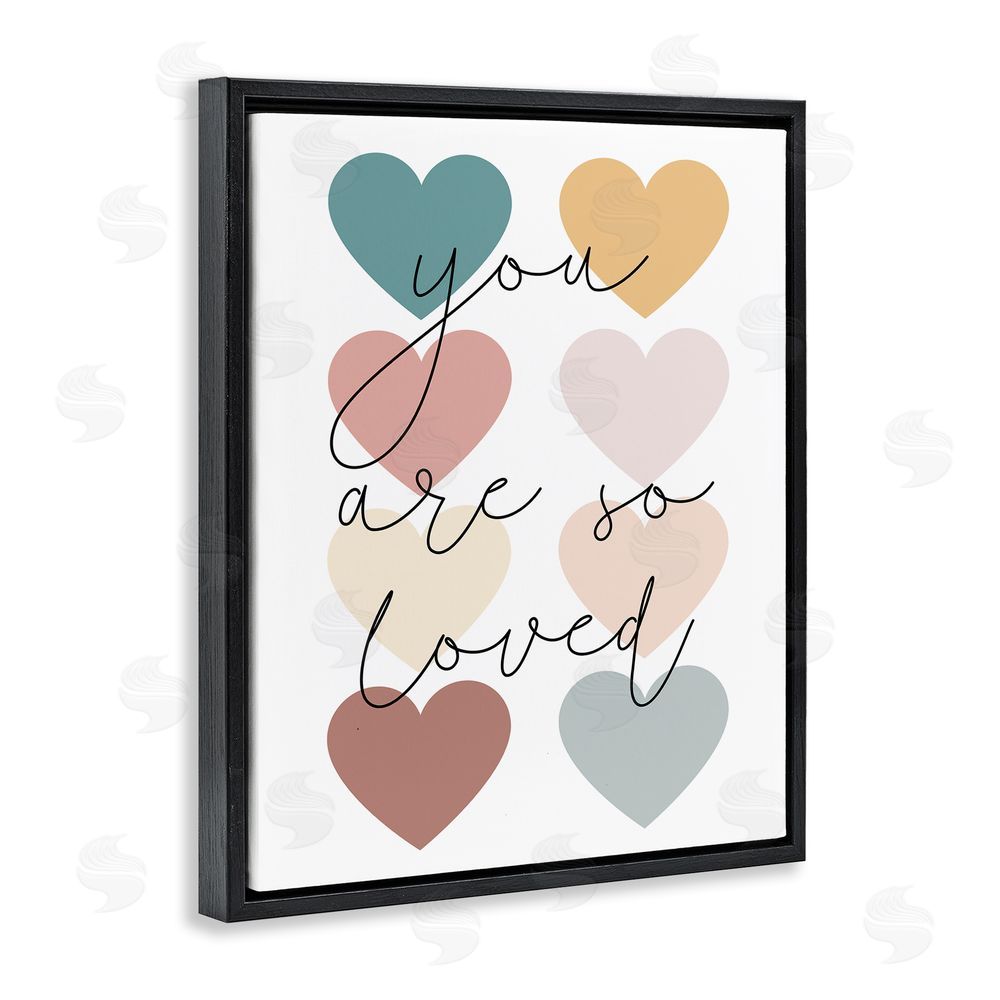 Katie Griggs You Are Loved Hearts Black Floating Frame Canvas Wall Art Print