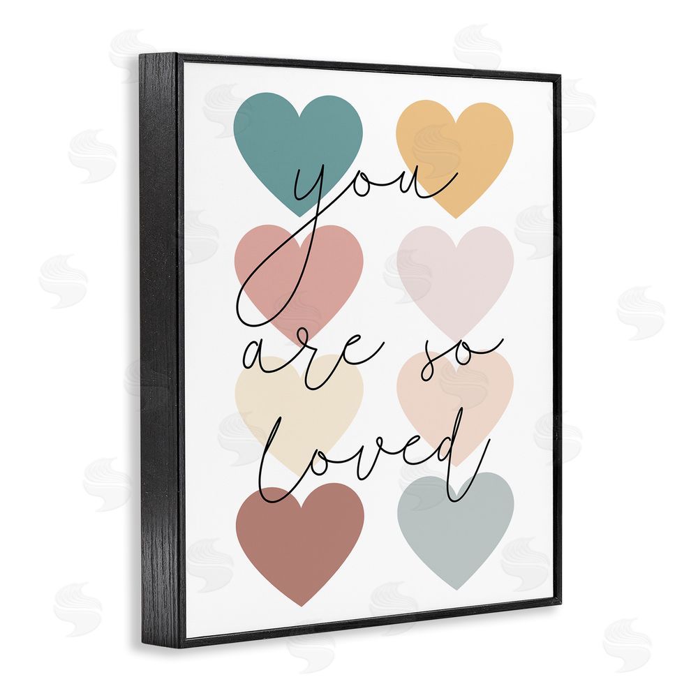 Katie Griggs You Are Loved Hearts Black Framed Giclee Wall Art Print