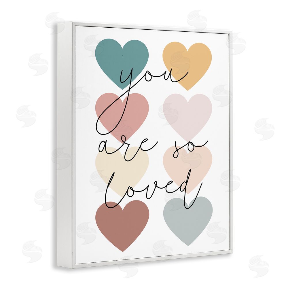 Katie Griggs You Are Loved Hearts White Framed Giclee Wall Art Print