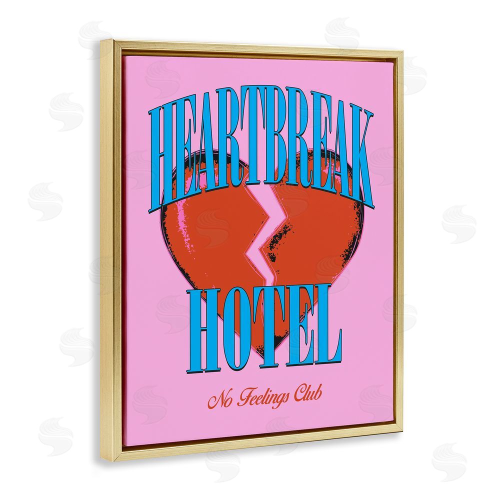 House of Lulu Vintage Heartbreak Hotel Gold Floating Frame Canvas Wall Art Print