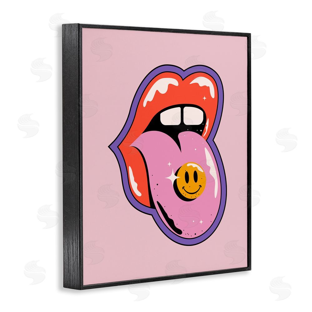 House of Lulu Retro Lips with Smiley Black Framed Giclee Wall Art Print