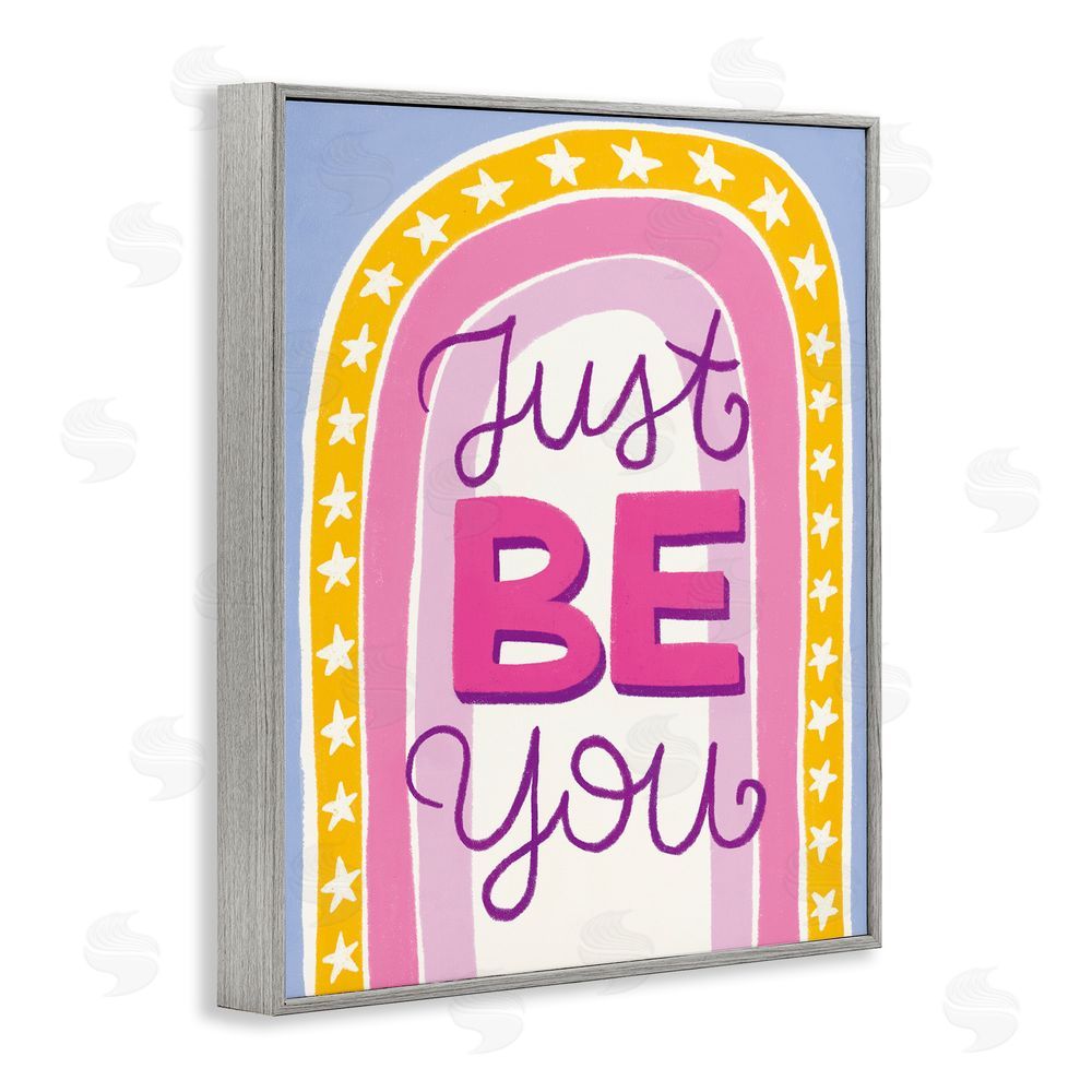 Kristina Hultkrantz Just Be You Inspirational Gray Framed Giclee Wall Art Print