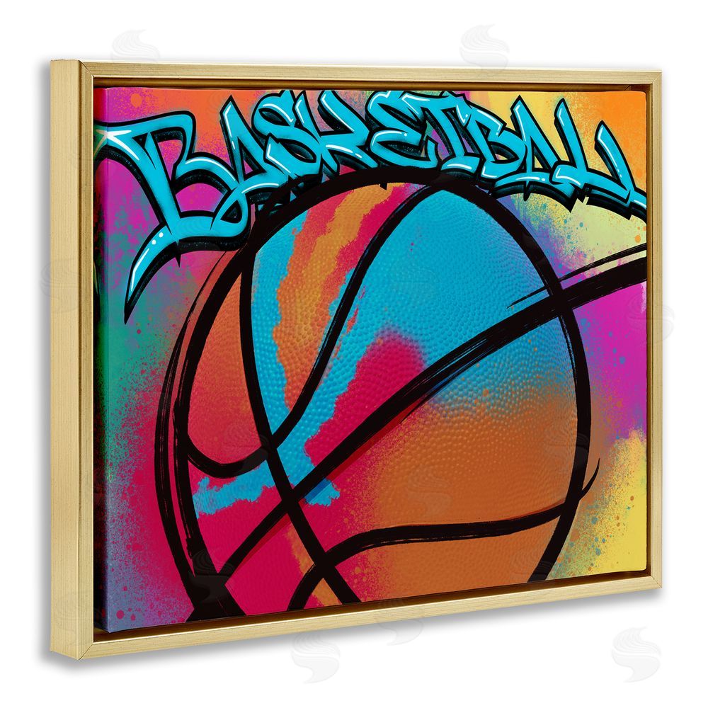 Marcus Prime Urban Sports Basketball Gold Floating Frame Canvas Wall Art Print