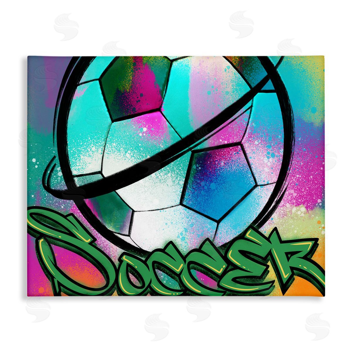 Marcus Prime Urban Sports Soccer Ball Stretched Canvas Wall Art Print
