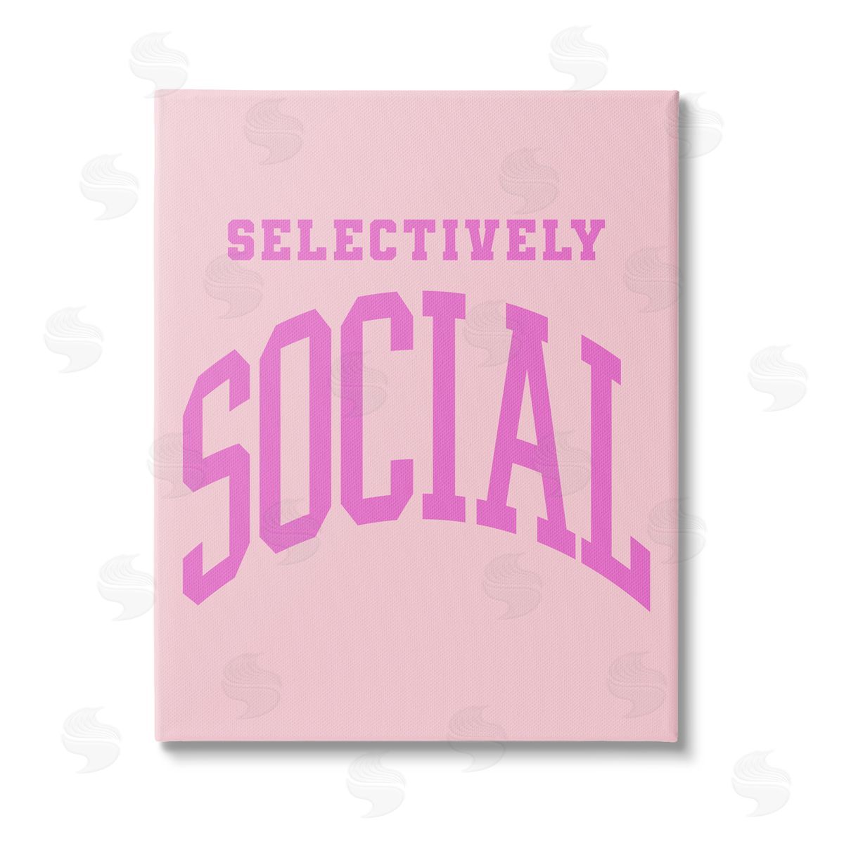 House of Lulu Pink Selectively Social Phrase Stretched Canvas Wall Art Print