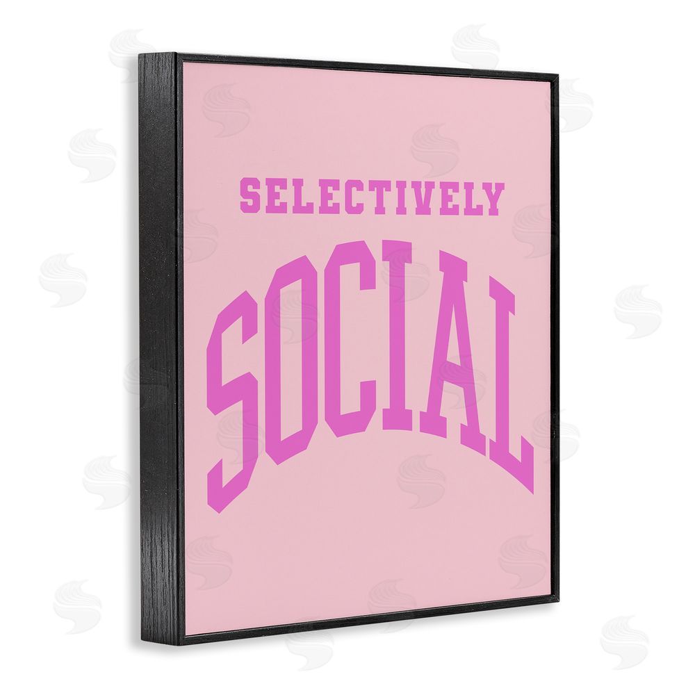 House of Lulu Pink Selectively Social Phrase Black Framed Giclee Wall Art Print