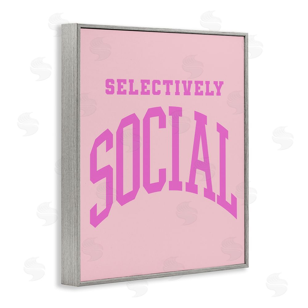 House of Lulu Pink Selectively Social Phrase Gray Framed Giclee Wall Art Print