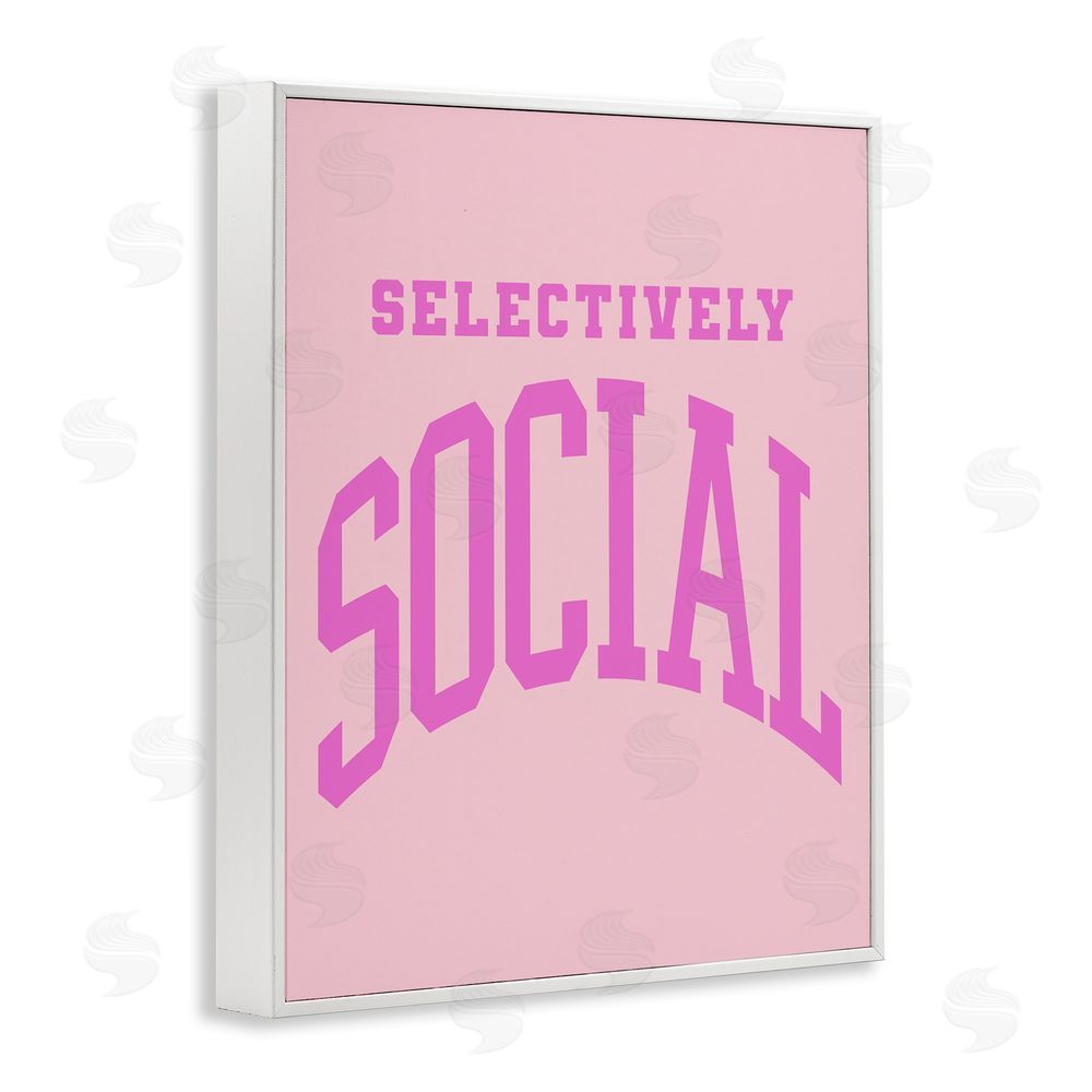 House of Lulu Pink Selectively Social Phrase White Framed Giclee Wall Art Print
