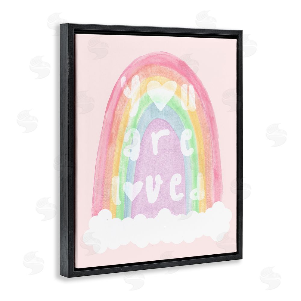 Stupell Studio You Are Loved Pastel Phrase Black Floating Frame Canvas Wall Art Print