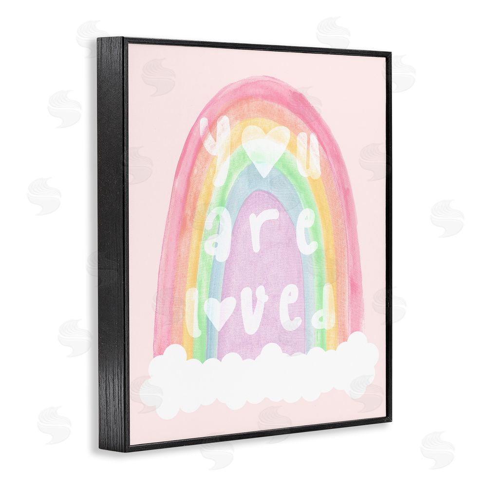 Stupell Studio You Are Loved Pastel Phrase Black Framed Giclee Wall Art Print