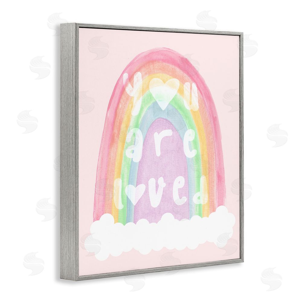 Stupell Studio You Are Loved Pastel Phrase Gray Framed Giclee Wall Art Print