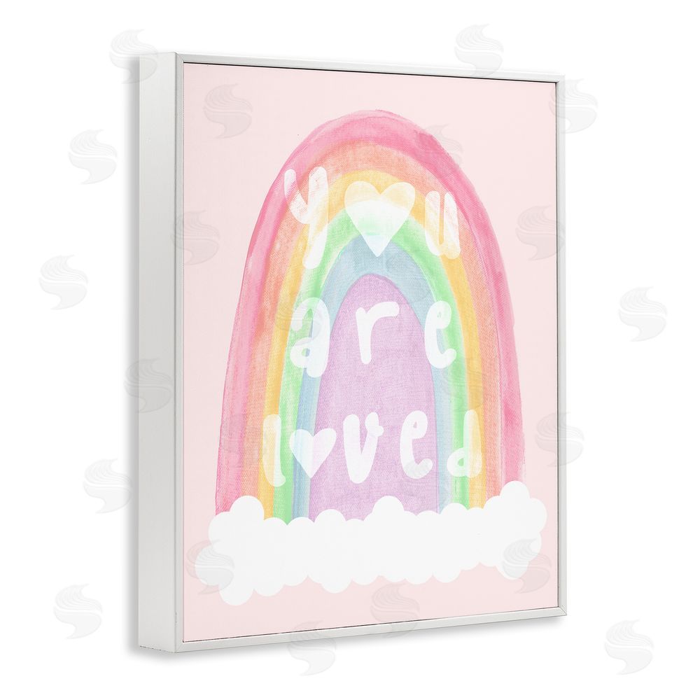 Stupell Studio You Are Loved Pastel Phrase White Framed Giclee Wall Art Print