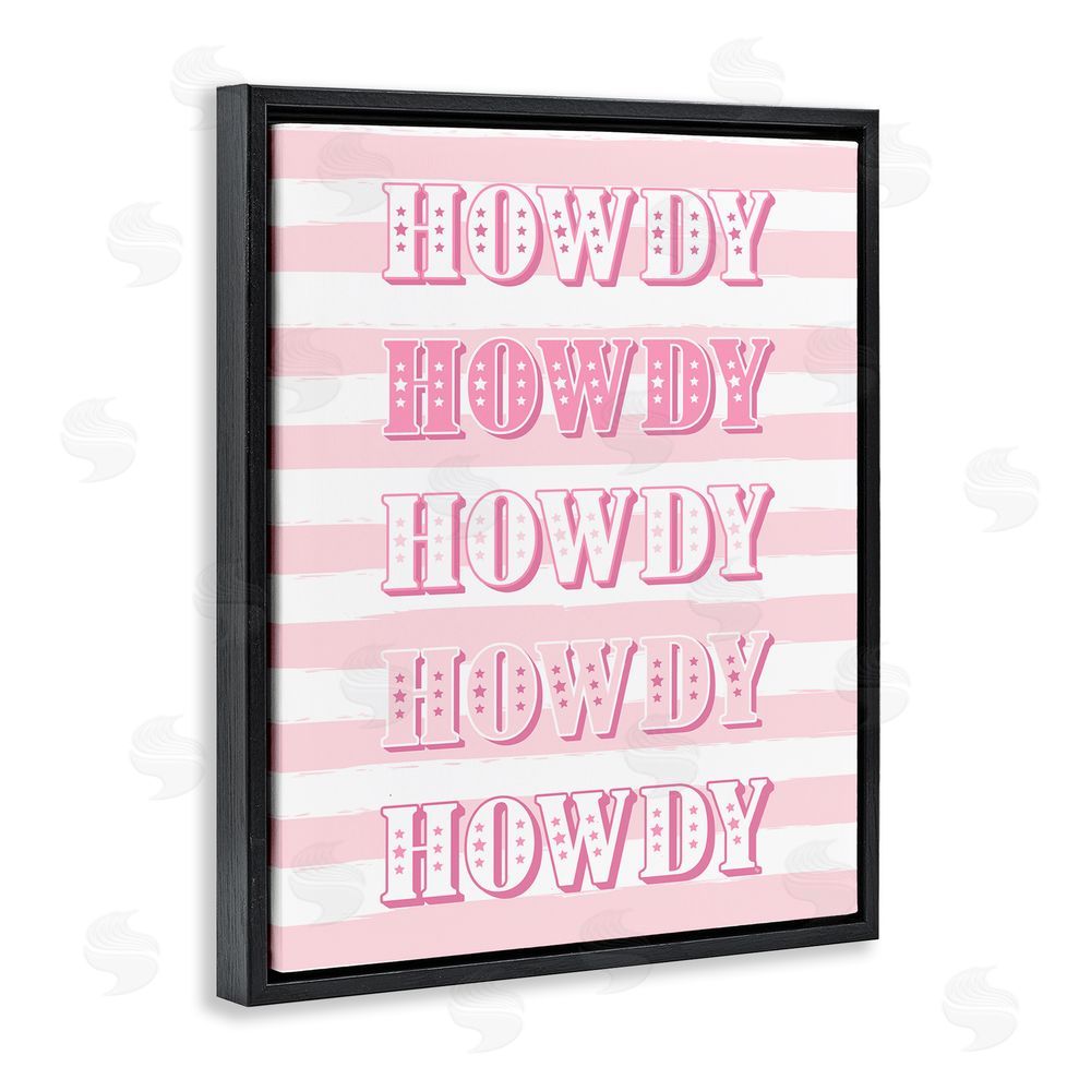 Martina Pavlova Howdy Pink & White Stripes Black Floating Frame Canvas Wall Art Print