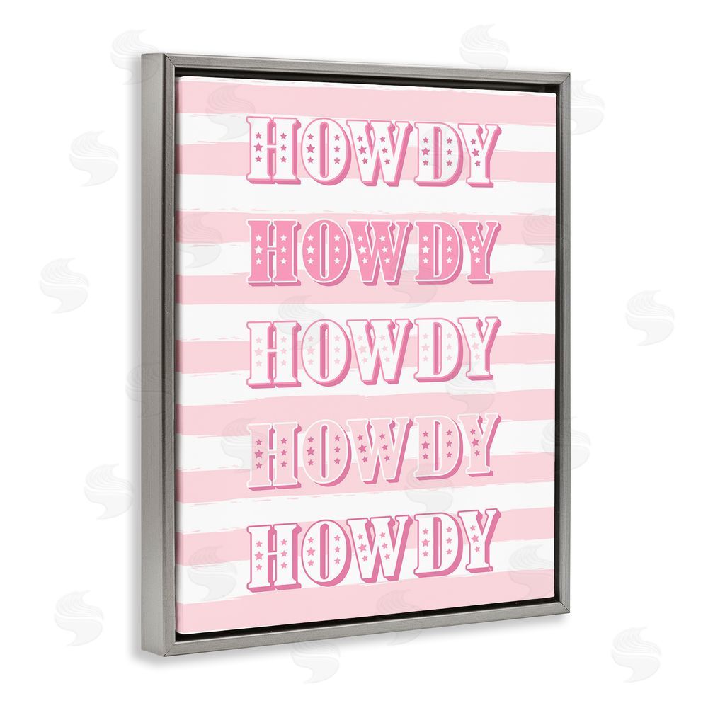 Martina Pavlova Howdy Pink & White Stripes Grey Floating Frame Canvas Wall Art Print