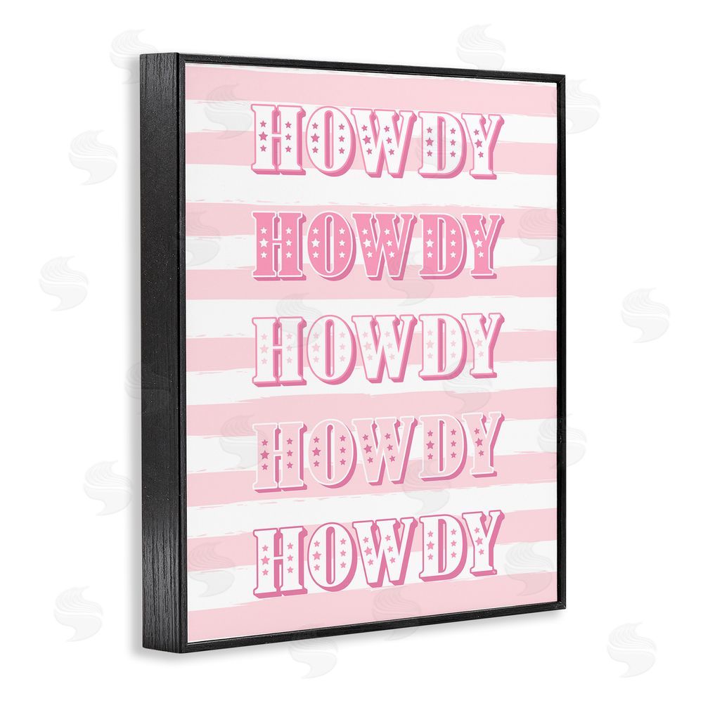 Martina Pavlova Howdy Pink & White Stripes Black Framed Giclee Wall Art Print