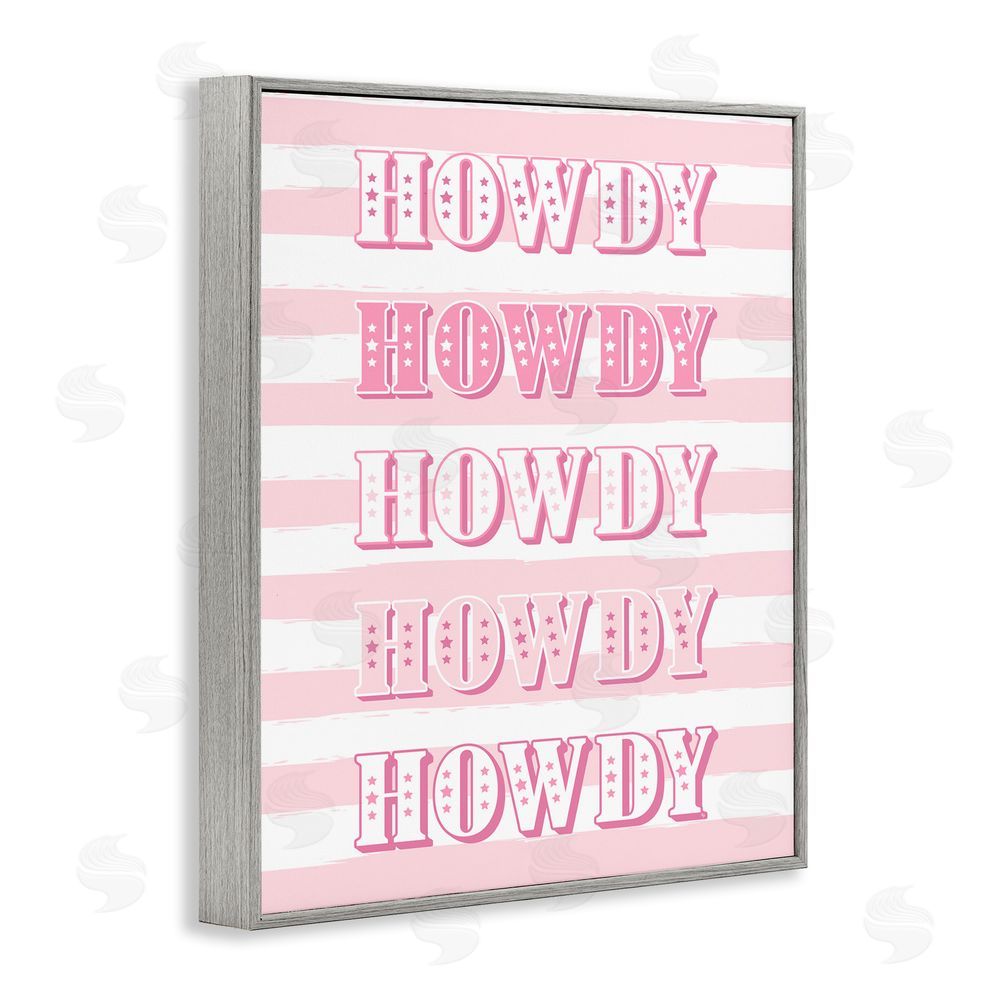 Martina Pavlova Howdy Pink & White Stripes Gray Framed Giclee Wall Art Print