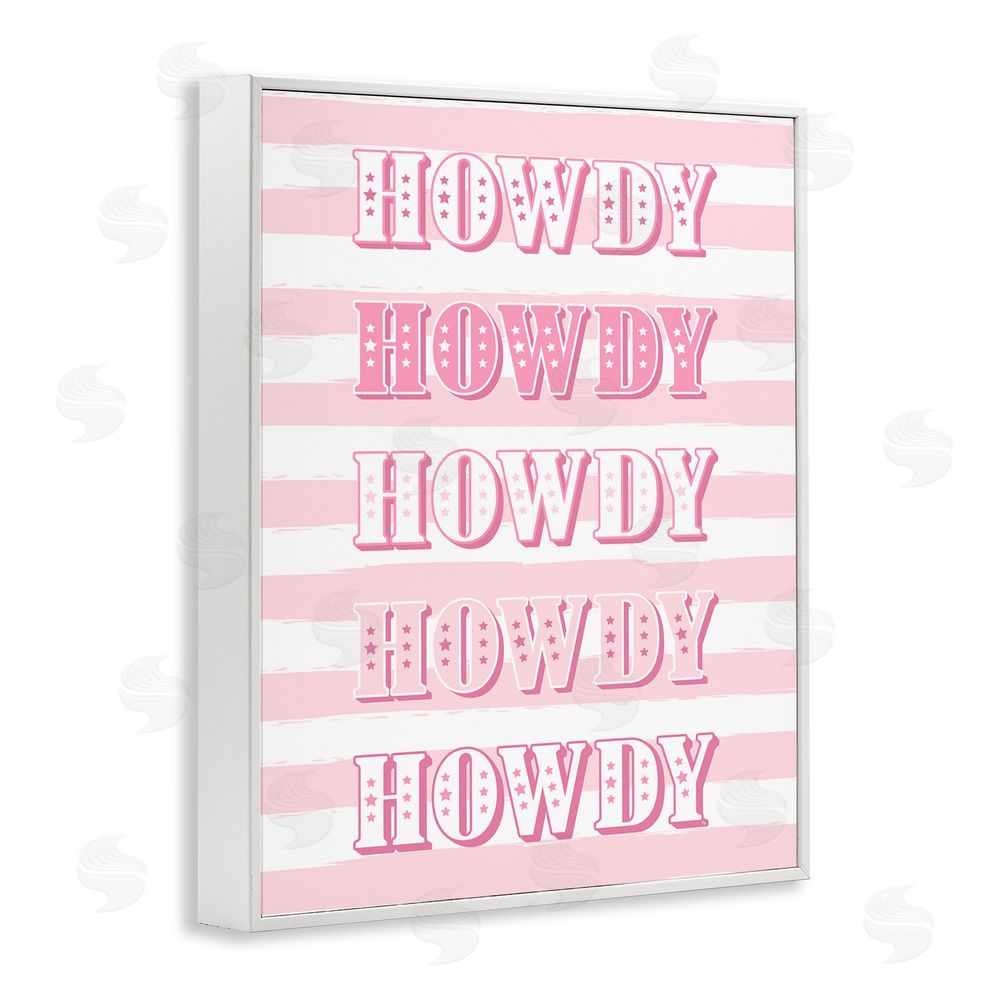 Martina Pavlova Howdy Pink & White Stripes White Framed Giclee Wall Art Print