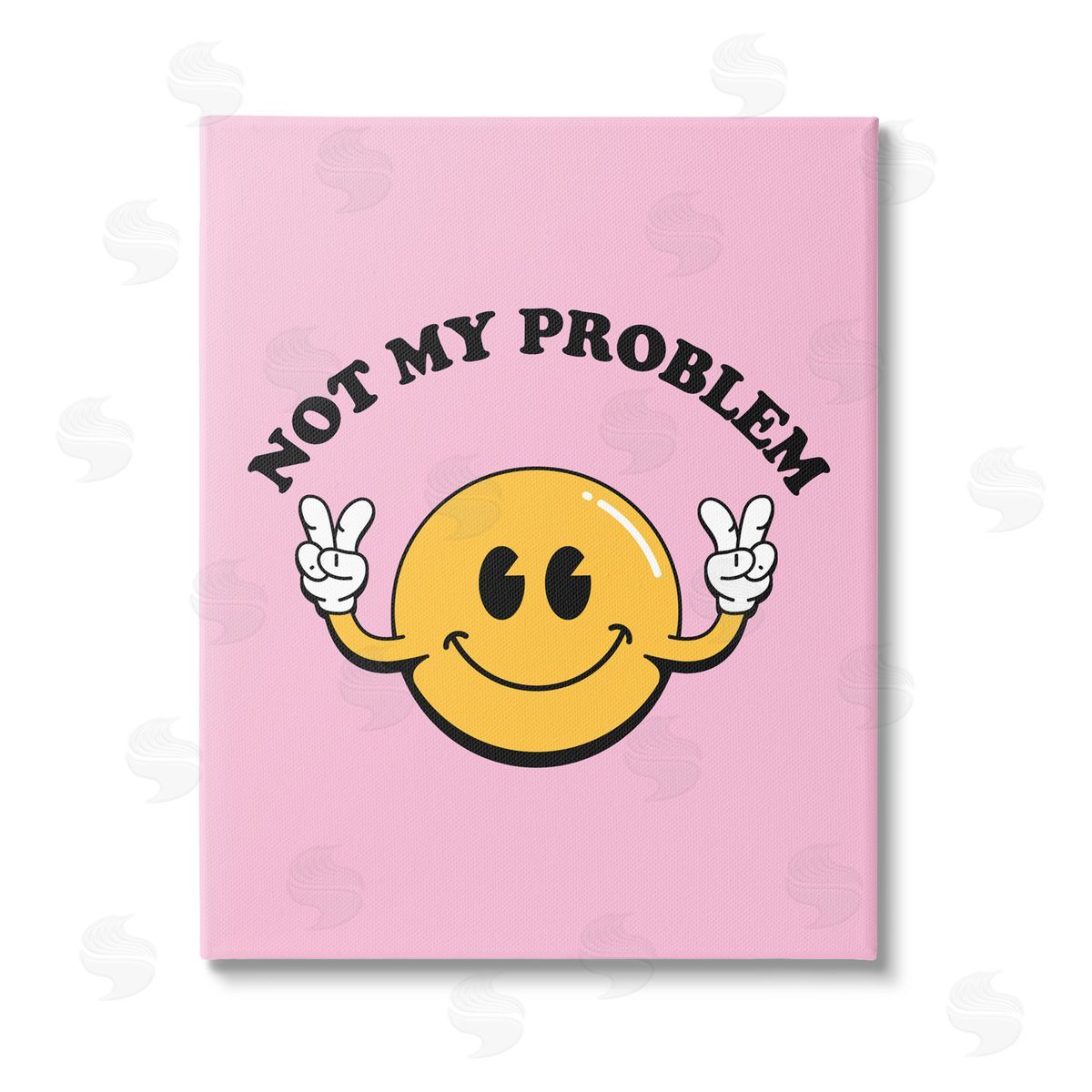 House of Lulu Not My Problem Retro Smiley Stretched Canvas Wall Art Print