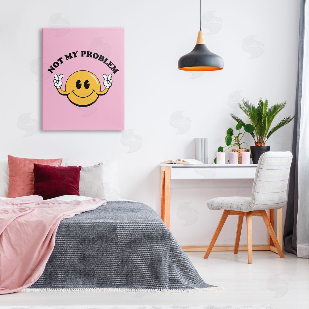 House of Lulu Not My Problem Retro Smiley Canvas Wall Art Print in Room