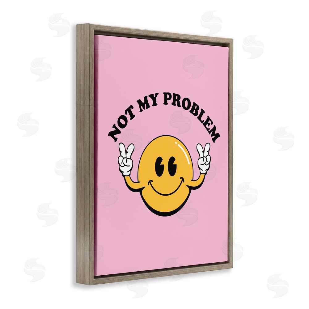 House of Lulu Not My Problem Retro Smiley Brown Floating Frame Canvas Wall Art Print