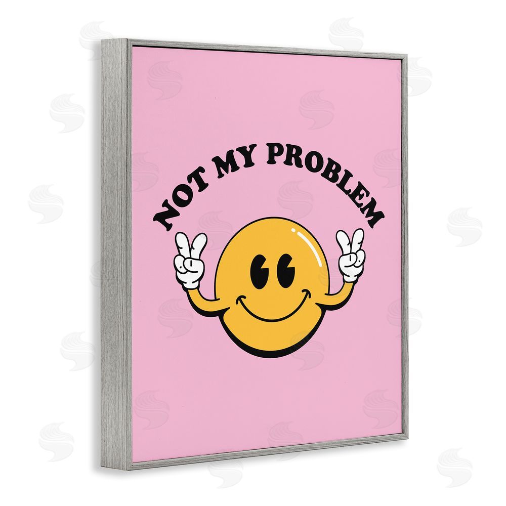 House of Lulu Not My Problem Retro Smiley Gray Framed Giclee Wall Art Print