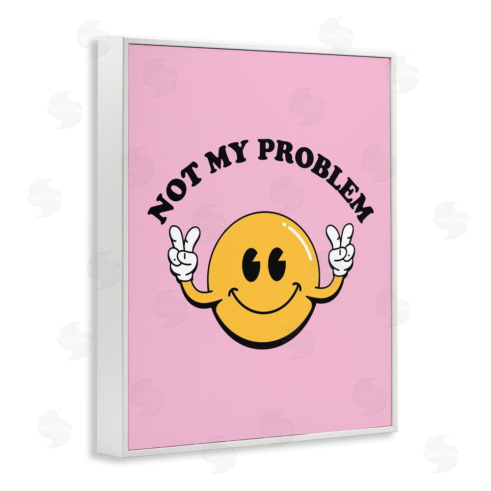 House of Lulu Not My Problem Retro Smiley White Framed Giclee Wall Art Print