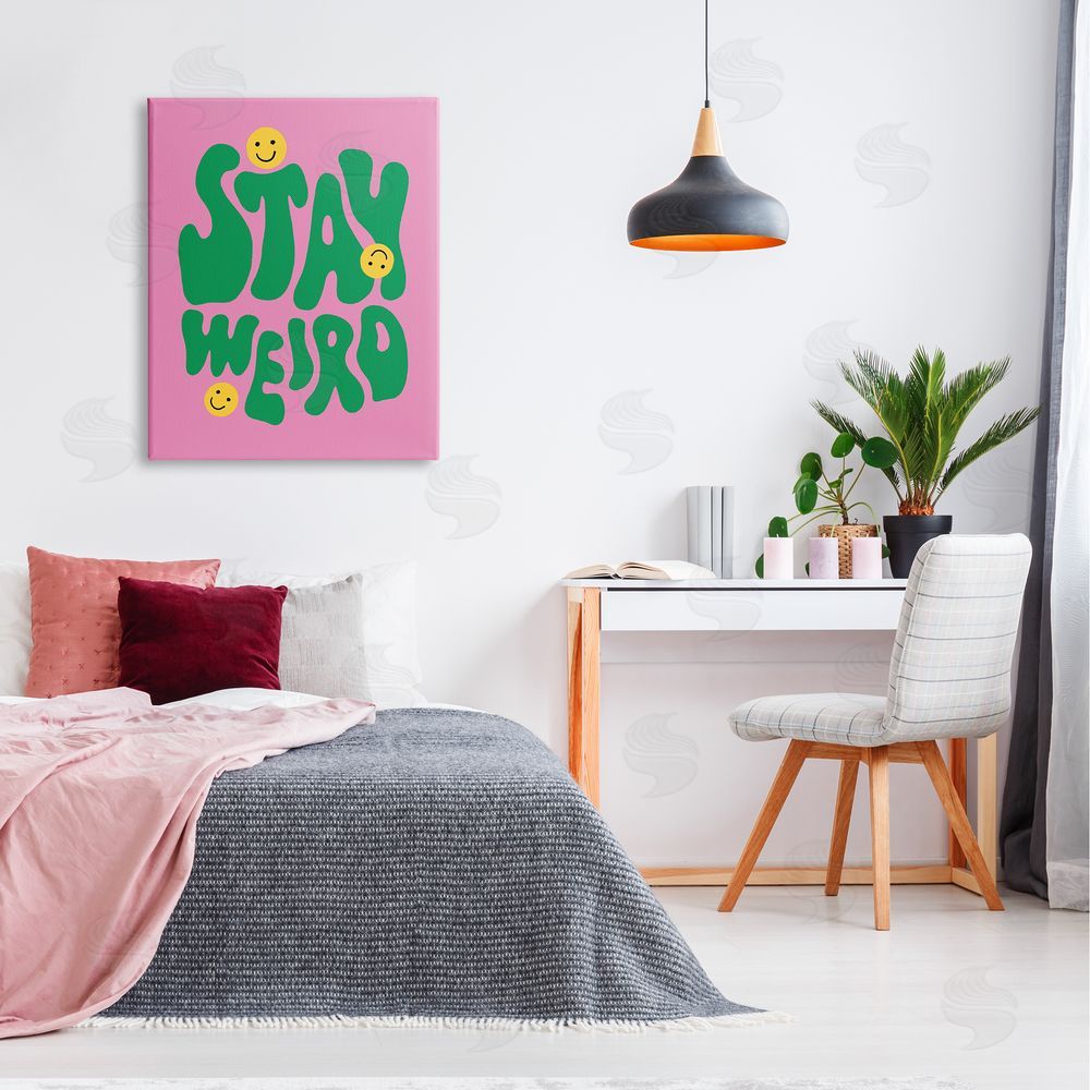 House of Lulu Stay Weird Retro Smilies Canvas Wall Art Print in Room